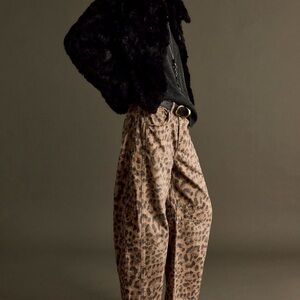 We The Free Leopard-Print Wide-Leg Jeans in Tan and Black